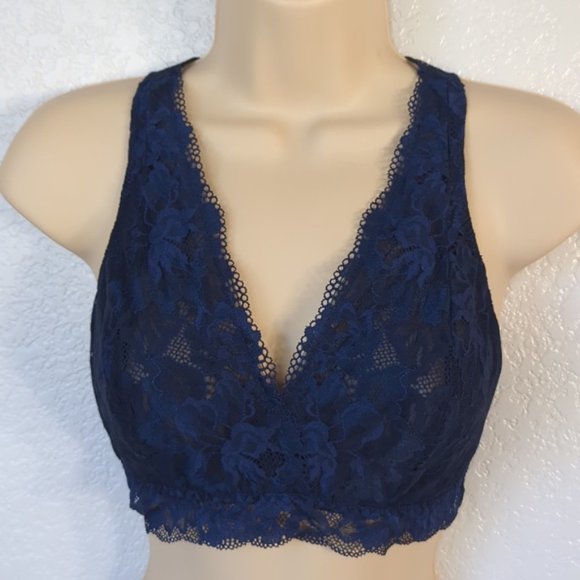 Soma Size M Bralette Navy Embraceable Signature Lace Back Detail - Picture 1 of 5